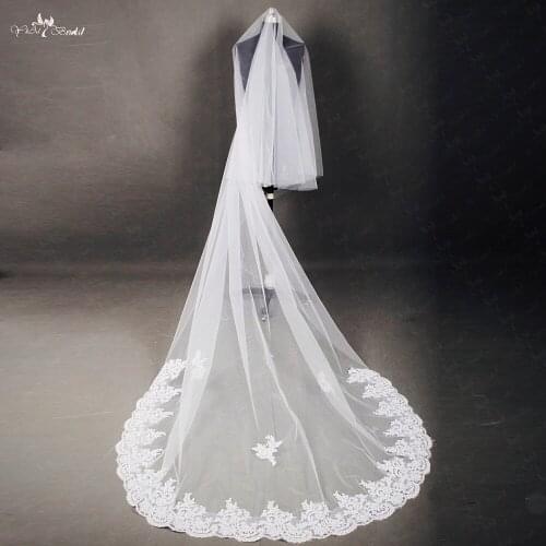 RSV39 One Layer Beaded Bridal Lace Veil