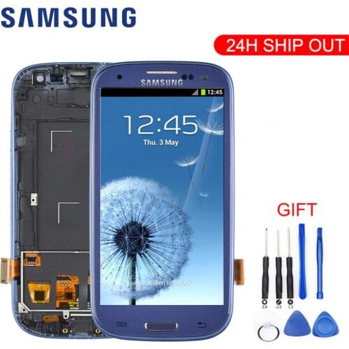 Original For SAMSUNG Galaxy S3 Display i9300 i9300i Touch Screen Digitizer Replacement For SAMSUNG Galaxy S3 LCD Screen Frame