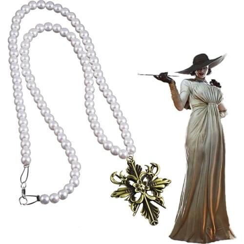Resident Village Evil Lady Dimitrescu Cosplay Necklace Vampire Costumes Accessories