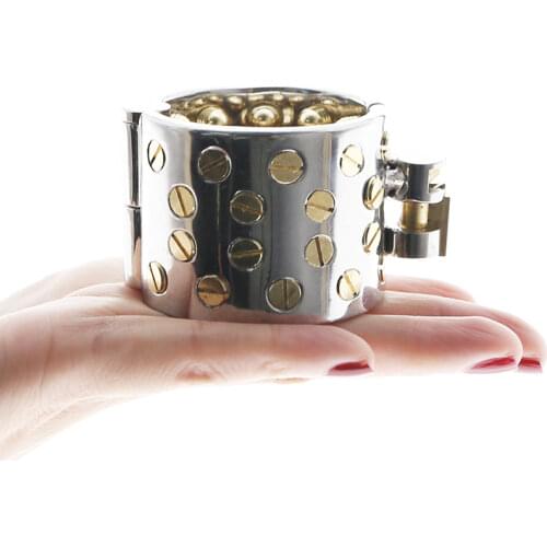 Round Head Kalis Teeth 4 Rows Gold Cock Ring Scrotum Pendant Male BDSM Chastity Device Kalis Teeth For Male Torture Devices