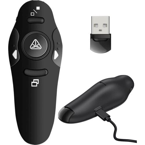 2.4G RF Rechargeable Wireless Presenter USB Presentation Clicker With Red Laser Pointers Remote Control For PPT Powerpoint Slide