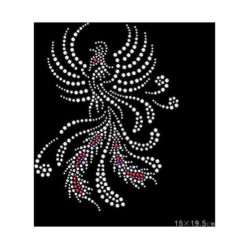 2pc/lot Phoenix rhinestones motif hot fix rhinestone transfer motifs iron on transfers patches for shirt