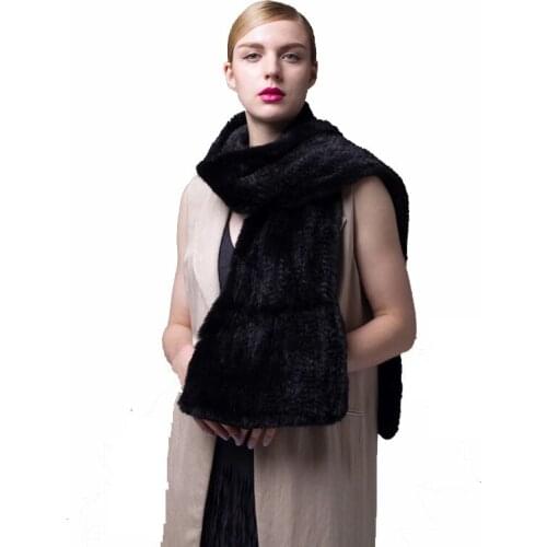 2020 new mink fur scarf muffler solid color mink hair herringbone knitted cape fur shawl hot scarf large 180cmX20cm