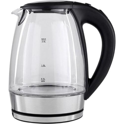2L Electric Glass Kettle 2000W Fast Boiling Tea Coffee Pot with Blue LED Light