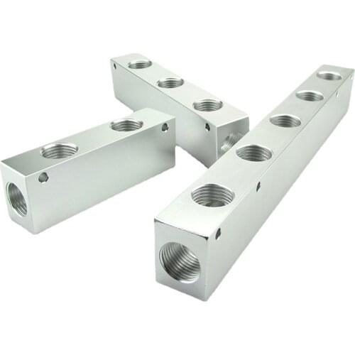 27x36mm 1/2" BSP Female 2 3 4 5 6 7 8 9 10 Ways 4-12 Ports Solid Aluminum Air Manifold Block Splitter