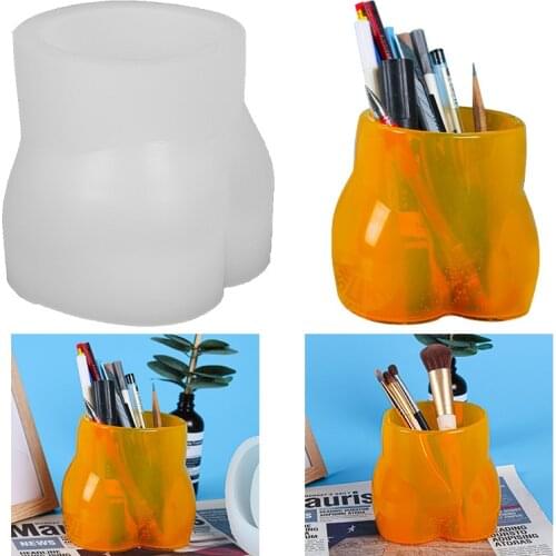 Large Human Body Flower Pot Clay Molds Succulent Plant Silicone Mould DIY Pen Holder Resin Mold Cement Concrete Plaster Pot Mold