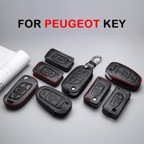 Genuine Leather Car Key Case Cover For Peugeot 307 206 207 407 308 301 3008 406 408 Anti-wear Protective Key Shell Car Styling