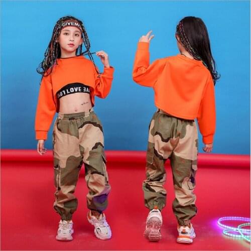 Childrens Clothing Hip Hop Set For Teenage Girls Cotton Sports Suits Street wear Crop Tops +Pants 2pcs Girls Sets Dance Clothes