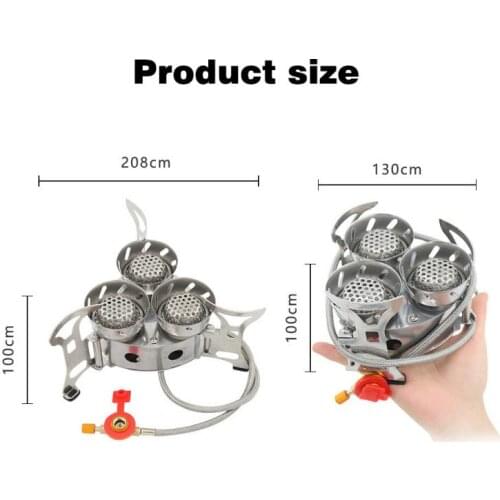 Gas Stove 3 Head Camping Gas Stove Outdoor Cooking Stove Foldable Split Burner Windproof High-power 3-burner Camping Stove