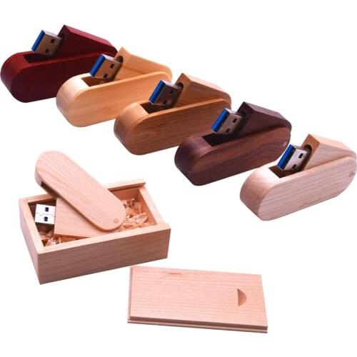 Customized LOGO USB drive Wooden USB Flash Drive pendrive usb 3.0 16GB 32GB mini Rotation Pen Drive memory Stick LOGO engraved