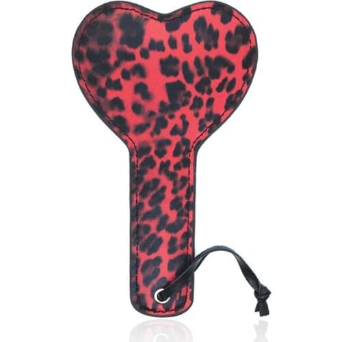 Candiway PU Leather Red leopard Eye Mask With Paddle Slave Role-play BDSM Bondage Flirting Toys For Couples