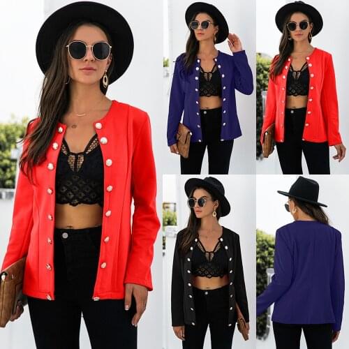 Jackets Women Clothing 2021 Casual Spring Autumn Solid Color Coat Single-Breasted O-Neck Long Sleeve Slim Cardigan Top For Woman