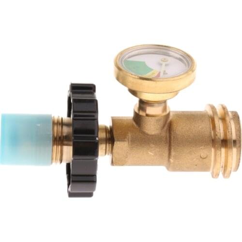 Propane Tank Brass Adapter with Pressure Gauge Master Gas Grill BBQ