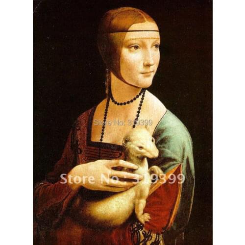 Oil Painting Reproduction on linen canvas,The Lady with an Ermine by Leonardo Da Vinci