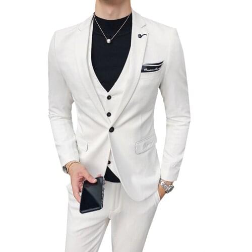 Men Jacket Vest Pant Business Casual Office Groom Party Wedding Banquet 3 Piece Set Male Suits Blazer Coat Trousers Waistcoat