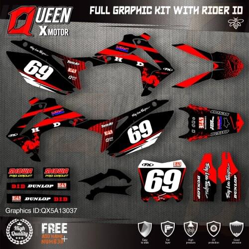 QUEEN X MOTOR Custom Team Graphics Backgrounds Decals Stickers Kit For HONDA 2014-2017 CRF250R 2013-2016 CRF450R 037