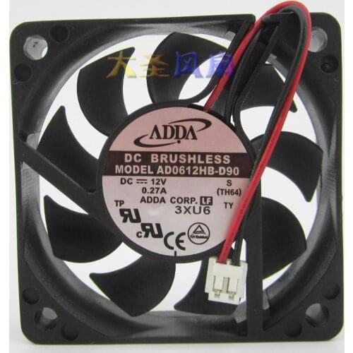 New Original FOR ADDA 6015 0.27A AD0612HB-D90 60*60*15MM 12V 2 wire cooling fan