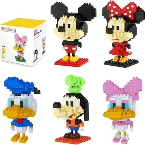 Disney plastic mini blocks mickey Minnie donald duck cartoon diy model micro building brick blocks action figures toys for kids