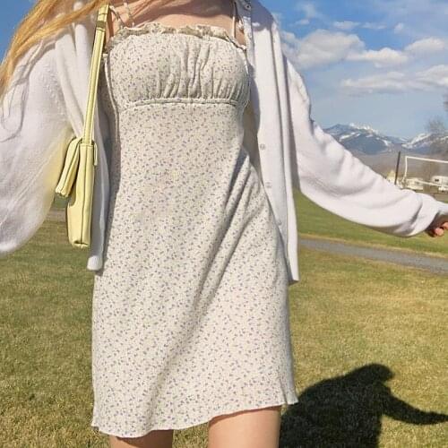 Dresses Women Sweet Korean Style Gentle Spaghetti Straps A-line Summer Leisure Lace-up Mini Mujer Trendy Girls Student All-match