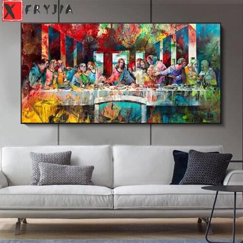 Full Square Diamond Painting Painted Jesus Religious Art Last Supper Mosaic Needlework Diamond Embroidery Sale Home Decor