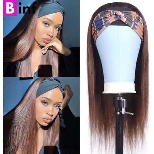 Straight Hair Headband Wig Human Hair Wigs 8-26 Inches Brazilian Remy No Glue Ombre Headband Human Hair Wigs For Black Women