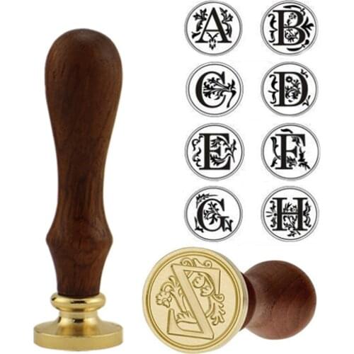 Vintage Wood Handle Wax Stamp A-H Letters Print Sealing Stamp DIY Scrapbooking Sealing Stamp Handmade Art Craft Envelope Sealing