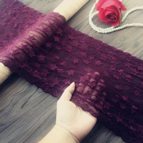 20cm deep wine red elastic small stars embroidered lace accessories clothing skirt decoration