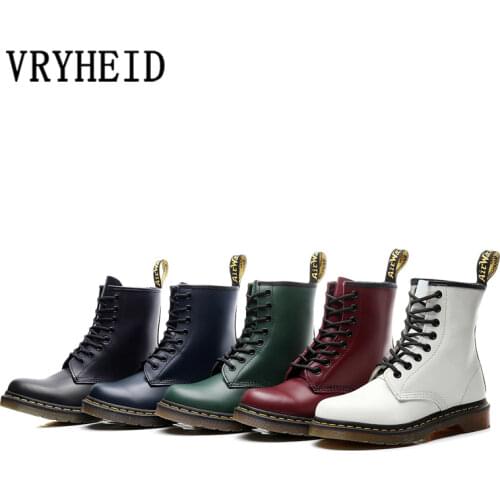 VRYHEID Men Boots Genuine Leather Autumn Winter Punk Casual Shoes Motorcycle Mens Ankle Boots Couple Botas Hombre Big Size 35-48