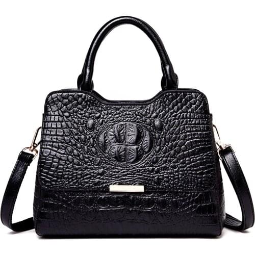High Quality Purses and Handbags for Women Ladies Fashion Crocodile Pattern Leather Top Handle Satchel Shoulder Tote Bags