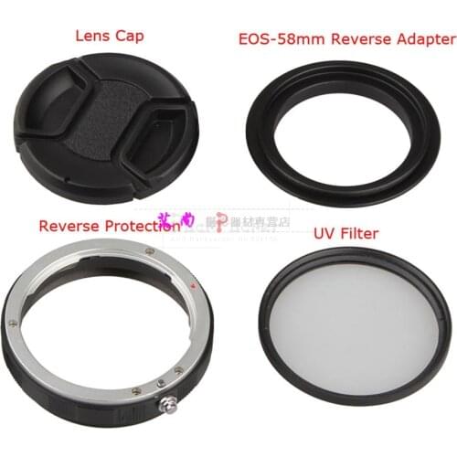4 in1 Macro lens reverse adapter protection ring for canon 600D 650D 700D 49 52 55 58 62 67 72 77 82mm UV CPL filter lens cap