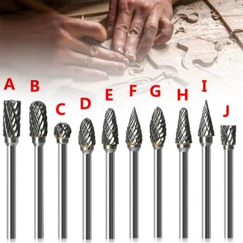 Carbide Burr Set 10pcs Tungsten Carbide Rotary Files Bits For Die Grinder Metal Wood Carving Polishing Drilling Fp8