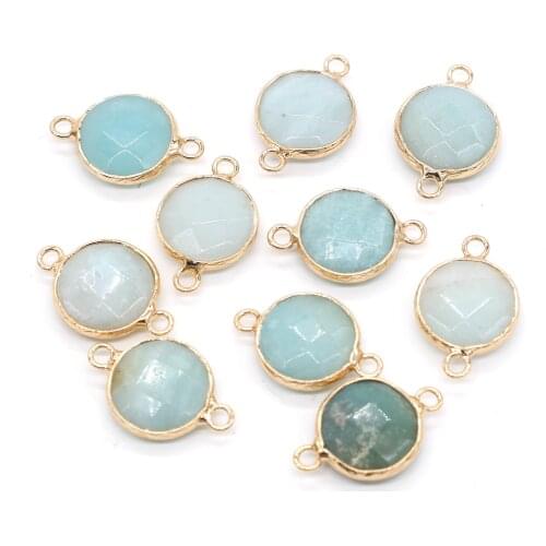 2pcs Natural Amazonites Pendant Connectors Irregural Shape Connectors Pendant Charms for Making Jewelry Necklace Gift 15x24mm