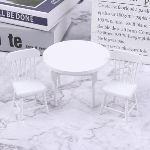 3Pcs/Set 1/12 Doll House Mini Furniture Dining Table Chair Set Toys for Baby Kids Children Model Decoration