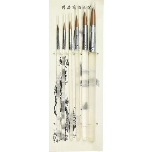 6 Pcs/Set Artists Paint Brush Set Watercolor Wolf Hair Brush Pen Wooden Handle Oil Painting Brush Set Art Supplies