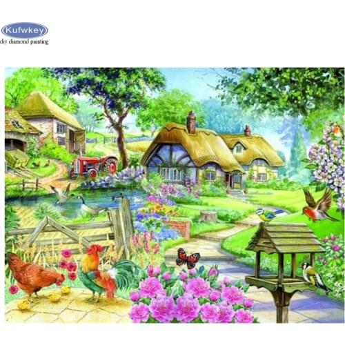 Diamond painting cross stitch spring farm landscape diamond embroidery natural scenery bead 3d picture of rhinestones Mosaic kit
