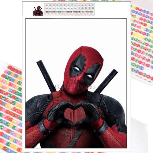Diamond Painting Marvel Funny Deadpool Love Heart 5D DIY Art Mosaic Embroidery Hobby Crafts Full Drill Wall Sticker Home Decor