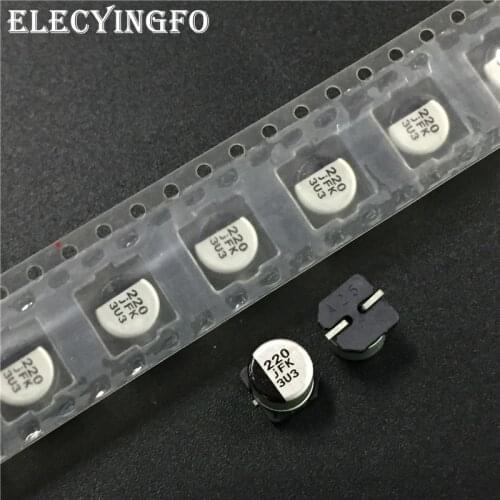 10pcs 220uF 6.3V220uf FK Series 6.3x5.8mm Low ESR 6.3V220uF Chip type SMD Aluminum Electrolytic capacitor