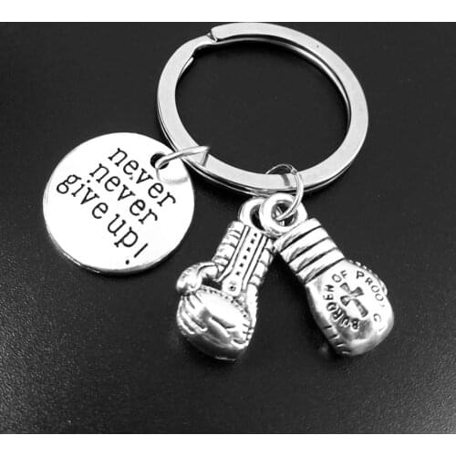 Fashion Metal Boxing Gloves Pendant Keychain I Love Boxing Key Chain Boxer Movement Mens Car Keyring for Man and Boxing Lovers
