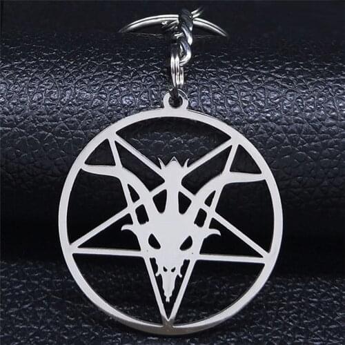 The Satanic Temple Stainless Steel Keychains patch with the logo of Satan Pin Baphomet statue Sigil Of Lucifer K1056S03S03
