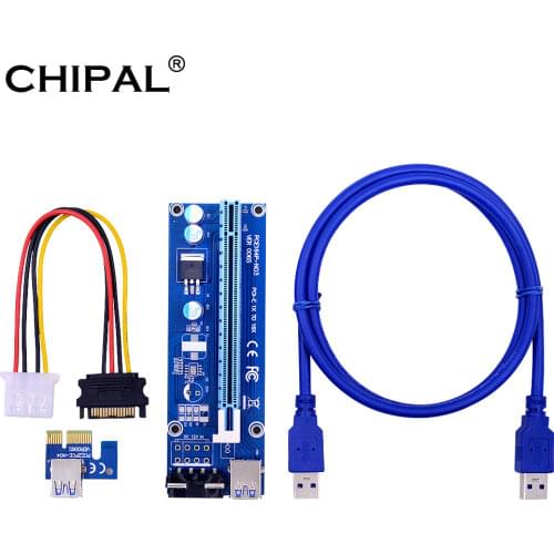 CHIPAL VER006S PCI-E Riser Card SATA 15pin Power Cable USB PCI Express 1X 4x 8x 16x Extender PCIe Adapter for GPU Video Card