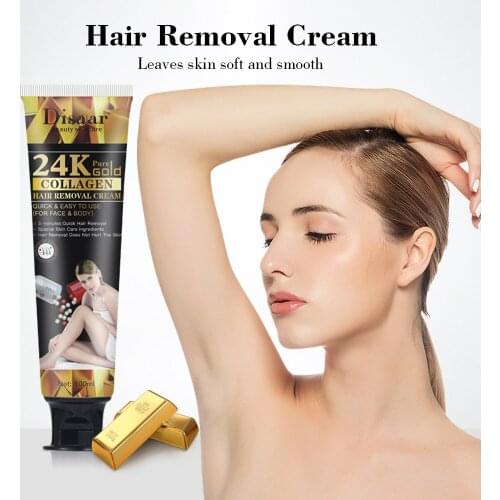 Disaar 100G 24K Gold Collagen Hair Removal Cream Painless Gentle Effective Body Care Epilator Depilation Repairing Balm