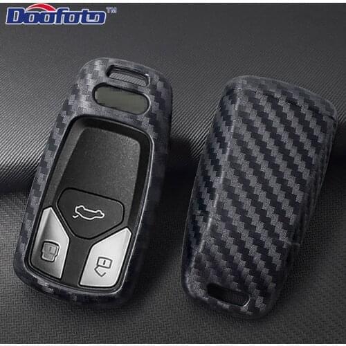 Doofoto Interior Car Styling Cover Case For AUDI A4 New A4L B9 Q5 Q7 TT TTS 2016 2017 A6 Carbon Fiber Grain Silicone Accessories