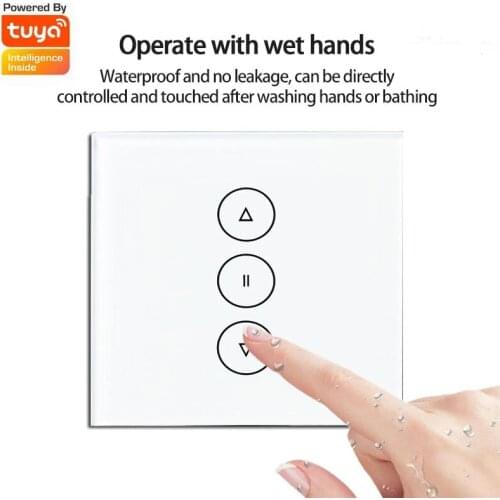 Dual-mode Bluetooth-compatible WIFI Touch Smart Curtain Switch Panel Timing Remote Control Tuya APP Zero Fire European Standard