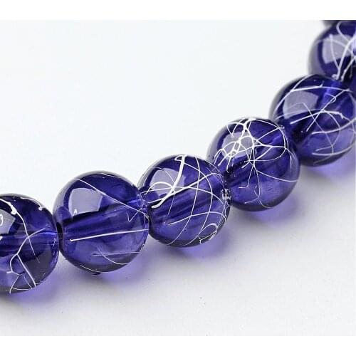 8mm 14Color Drawbench Transparent Glass Round Beads Strands Spray Painted Hole: 1.3~1.6mm; about 100pcs/strand, 31.4" 14Color