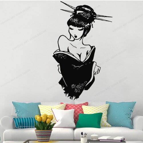 Geisha Vinyl wall Sticker Girl Manga Oriental Girl Japanese Home Decor Art mural HJ886
