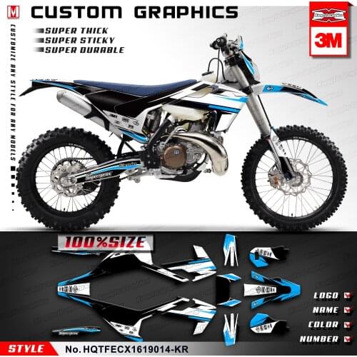 KUNGFU GRAPHICS Motocross Decor Vinyl Decals Wraps Kit Fit TE FE TX FX FS TC FC 125 300 350 450 2017 2018 2019, Blue White
