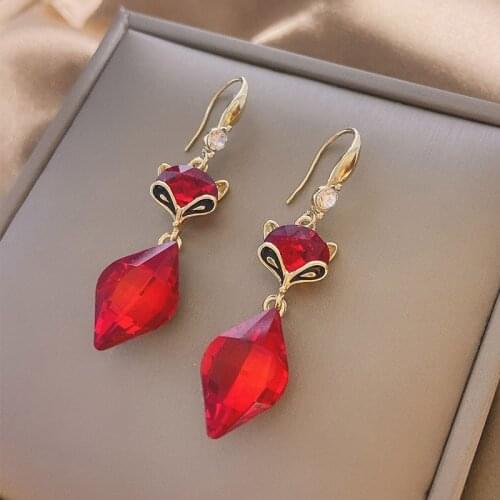 Personality Exquisite Fox Earrings Temperamental Design Sense Small Animal Eardrop Creative Light Luxury Jewelry Gift