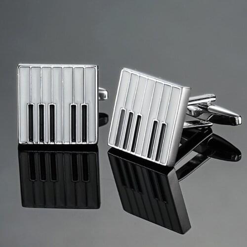 KC-020 Free delivery, high quality mens shirt brand cuff links, new fashion music fans silvery piano keyboard cuff links
