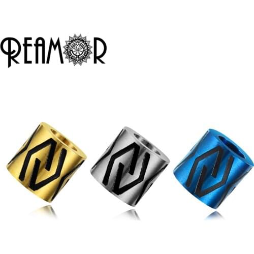 REAMOR 5pcs/lot Plating Metal Beads Stainless Steel Big Hole Colorful Round Beads For Necklace Bracelet Jewelry Making Findings