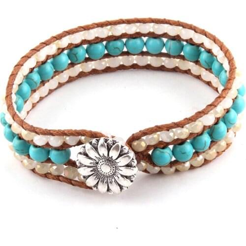 Fashion Beautiful Energy Beaded Bracelet Handmade Natural Stone Glass Crystal Wrap Bracelets Bangles DropShip